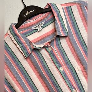 Orvis Women’s Large Classic Collection Sleeveless Multicolor Linen Rayon Shirt